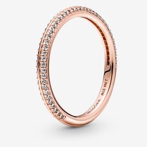 Pandora Rose Gold Pavé Stackable Ring with Clear Stones